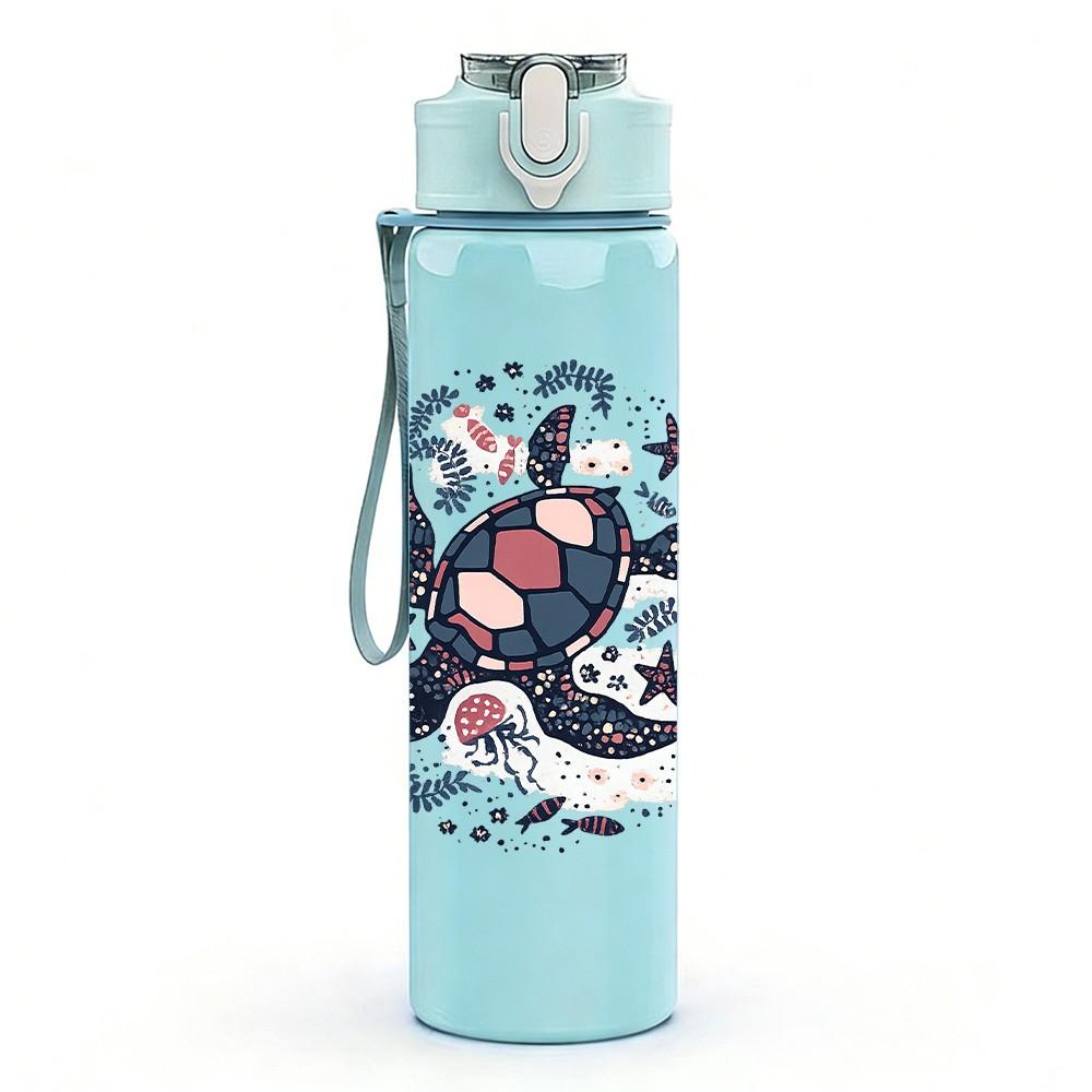 1PC Spider Web Skull Circular Art Print 750ml Color Plastic Sports Water Bottle Leakproof Flip Straw Lid Suitable for Sports Office Home Use