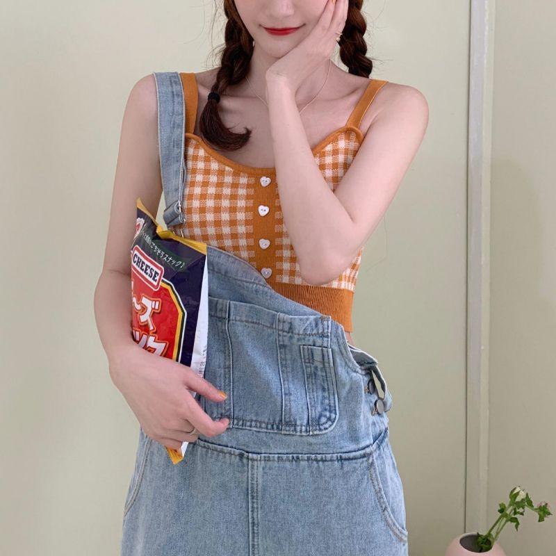 French Girl Summer Crop Top With Colorblock Pattern And Corset Style For Casual Wear