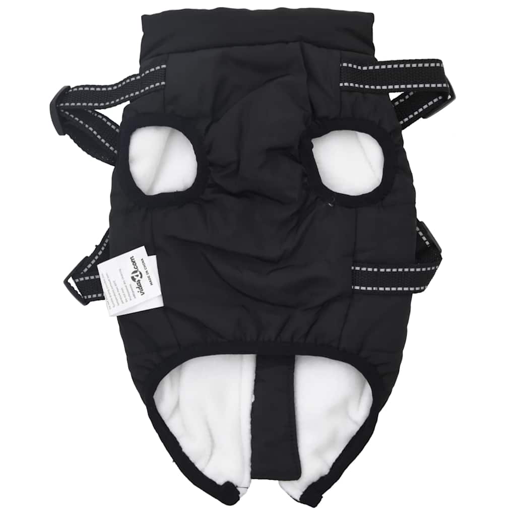 Dog Raincoat with Integrated Harness Waterproof and Reflective Black Size L28