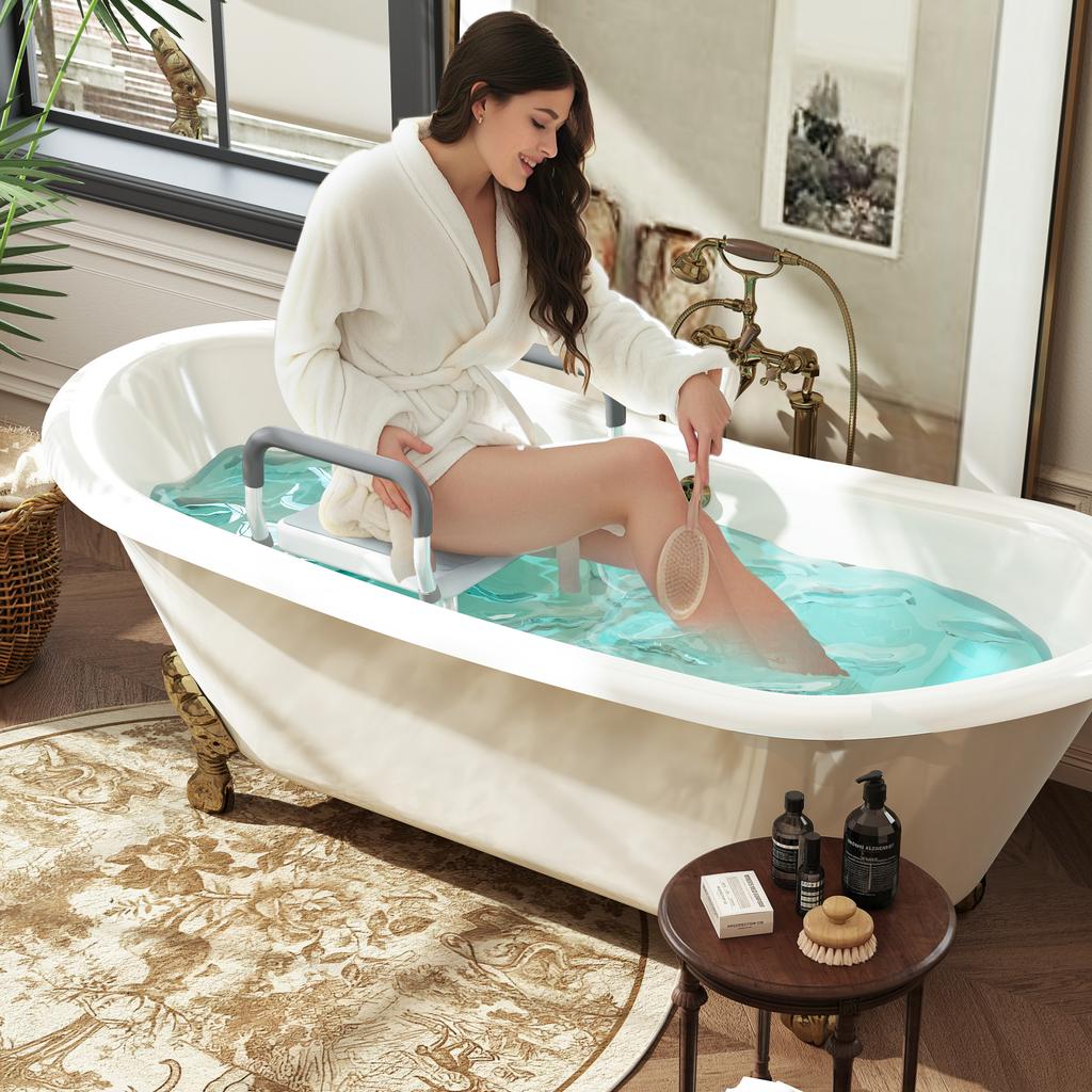 57-69cm Aluminium Frame Bath Seat - Light Blue