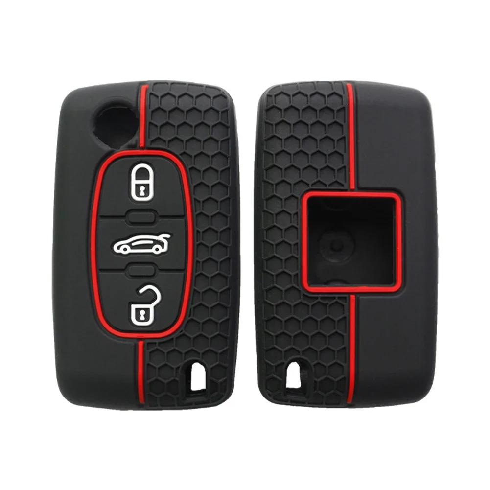 2 Button Silicone Car Key Ring Cover Case Holder For Peugeot 206 308 3008 Expert Partner Citroen C3 Pluriel Picasso Berlingo
