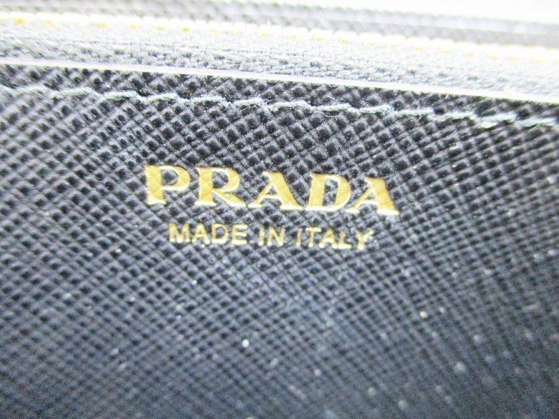 Authentic PRADA Saffiano Leather Ribbon Black Bifold Long Wallet Purse #6264 Refurbished