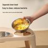 Elevated Double Bowl Pet Feeder: Folding Stainless Steel Water and Food Bowl for Cats and Dogs