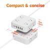 8Ac+4Usb Extension Cord Power Strip With Usb (Type C), Ultra-Thin Flat Plug For Travel/Home/Office