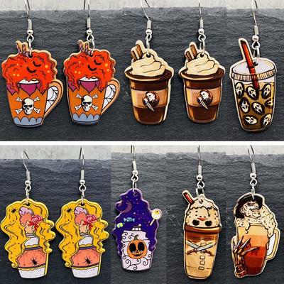 Women's Halloween Skull & Christmas Drink Acrylic Earrings