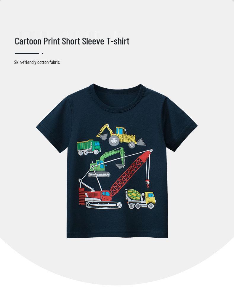 27KIDS Summer Boys' Excavator T-shirt - Short Sleeve Baby Boy Top