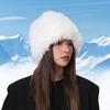 Soft Waxy Plush Bucket Hat Women's Autumn and Winter Warm Versatile Hat White Fluffy Face Small Ear Protector Cold Hat