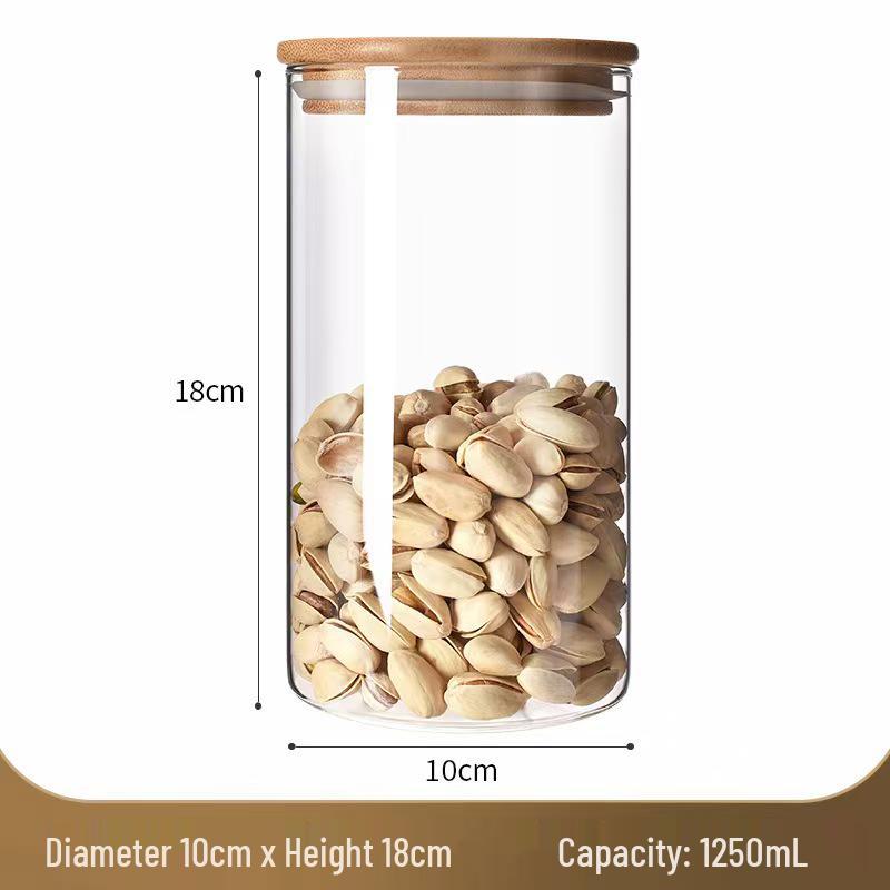 Borosilicate Glass Storage Jar with Bamboo Lid for Cereals, Grains, and Coffee Beans