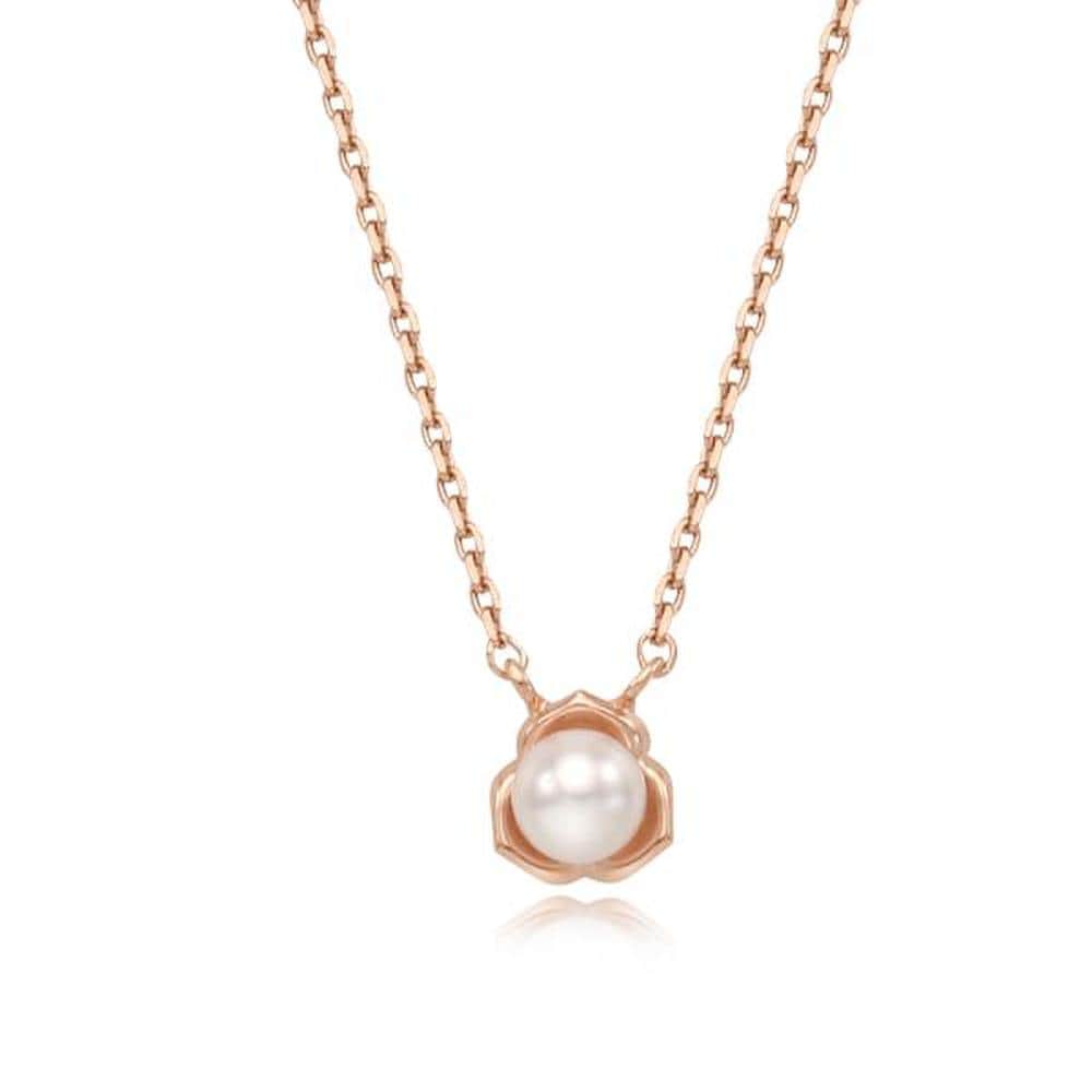 

Ost Flat Rose Pearl Silver Necklace Ots320502Ppi