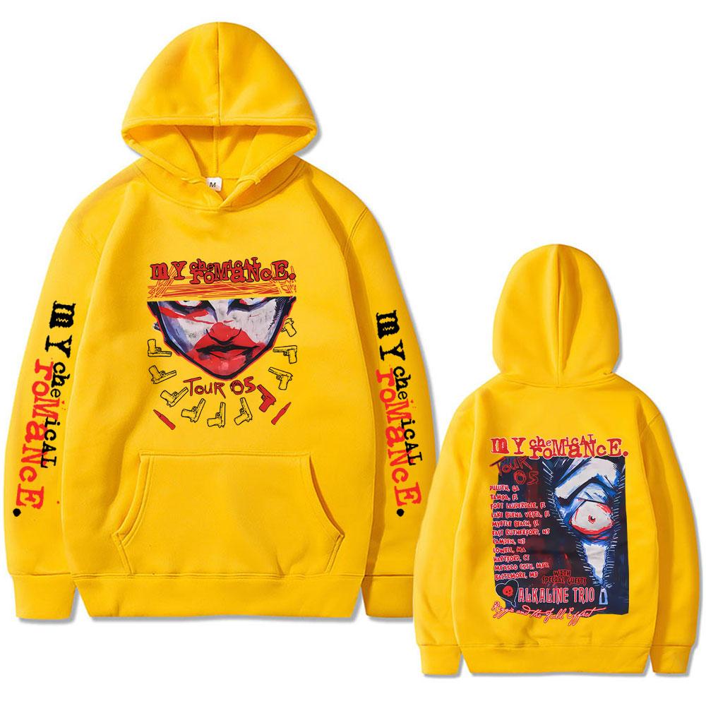 90er Punkband My Chemical Romance Tour 2005 Hoodie Herren Damen Gothic Mode Street Übergroßer Pullover Männlich Fleece Baumwolle Kapuzenpullover