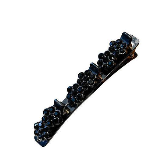 Korean Style Elegant Tight Anti-fall Side Bang Clip Shiny Rhinestone Flower Decor Double Layer Hairpin Hair Accessories