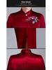 Elegant Spring Acetate Satin Embroidered Cheongsam for Mothers - New Chinese Wedding Style Dress