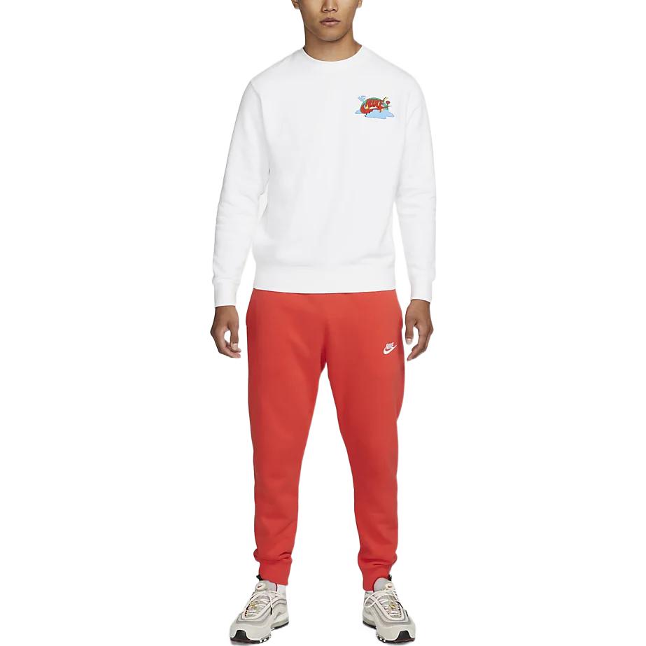 Nike Logo Print Round Neck Long Sleeve Sweatshirt Men Sweatshirt White DX6515-100