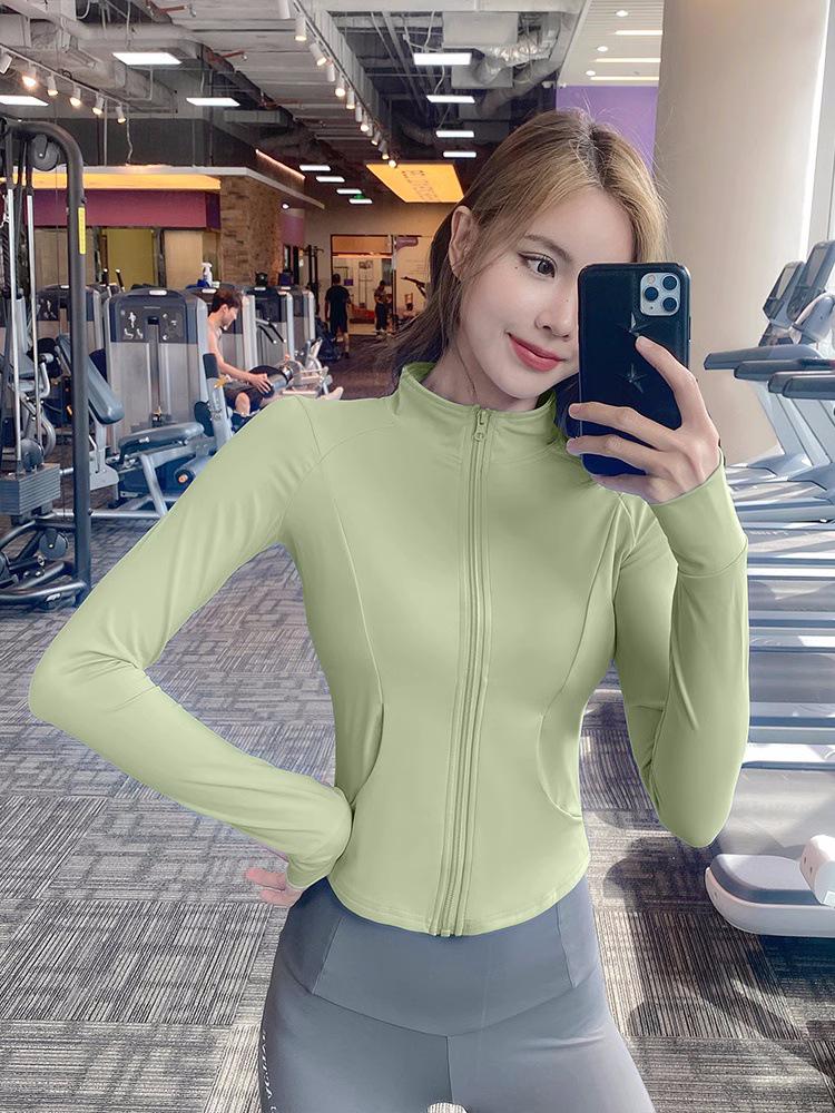 

Женская облегающая черная ветрозащитная спортивная куртка с воротником-стойкой - универсальный кардиган с длинными рукавами для повседневной носки, фитнеса и йоги S