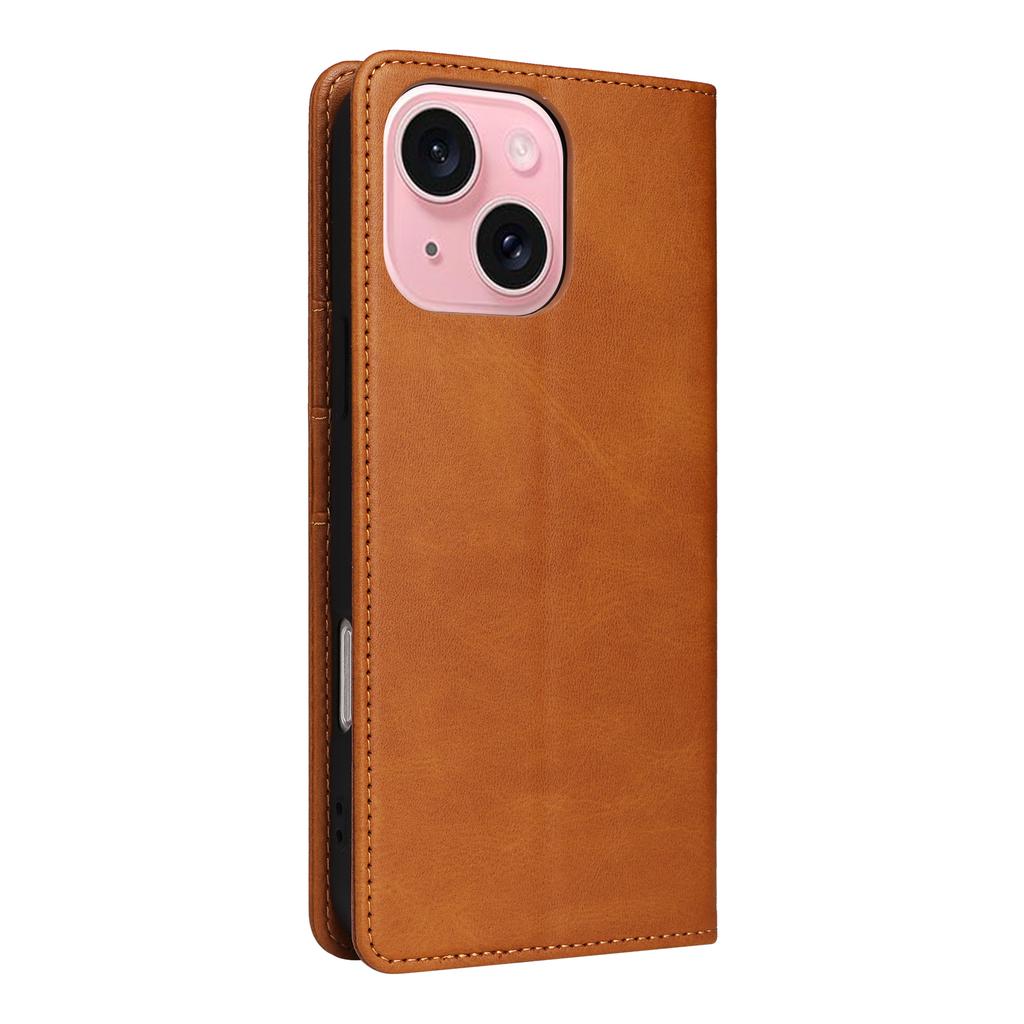 For iPhone 15 Wallet Case RFID Blocking Leather Phone Cover Stand View