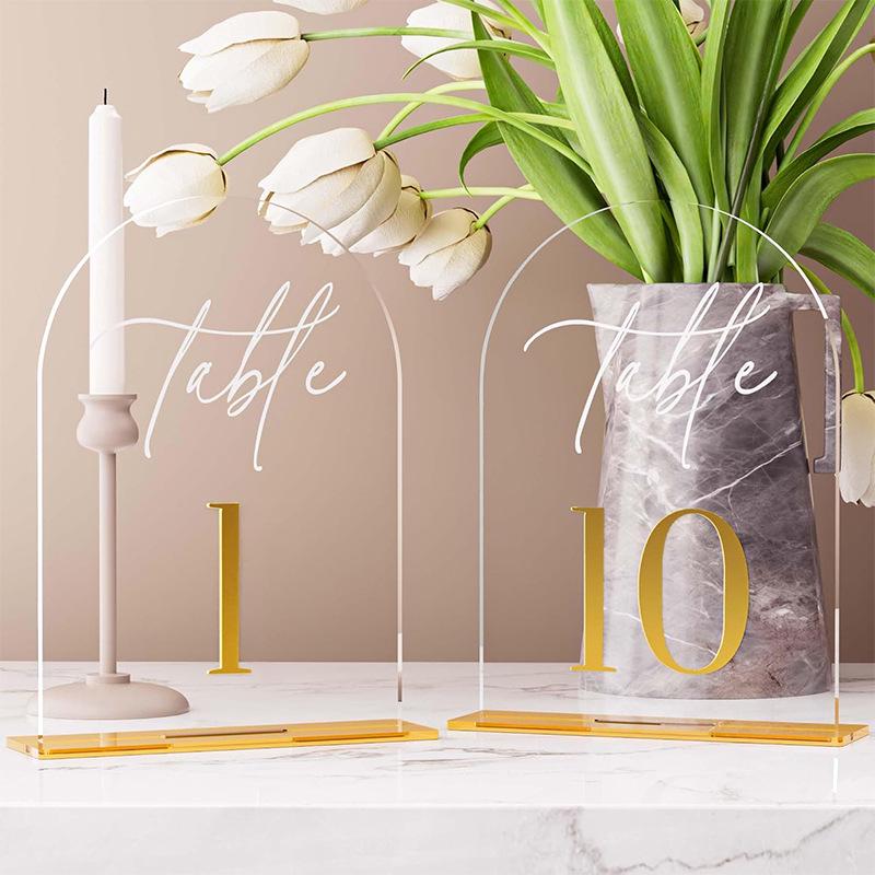 Luxury 3D Acrylic Wedding Table Number Cards - Elegant Arch Design for Banquet Seating