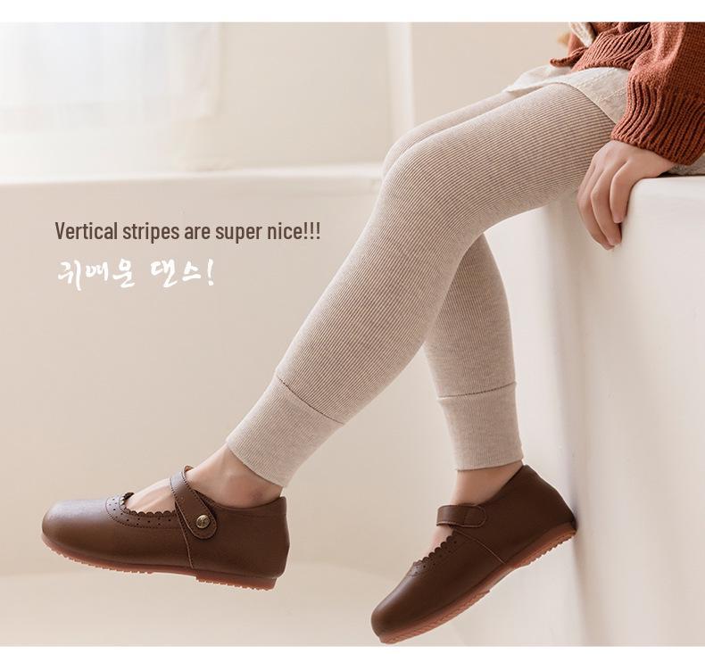 Korean Style Girls' Fleece-Lined Leggings: Thick, Warm Nine-Point Pants with Brushed Cotton Pantyhose for Autumn and Winter