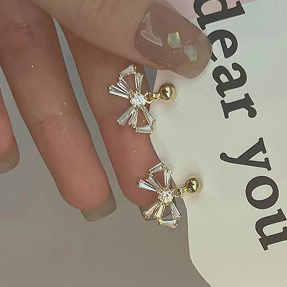 

Блискучі квадратні сережки-бантики – Золотистий тон, З Кореї