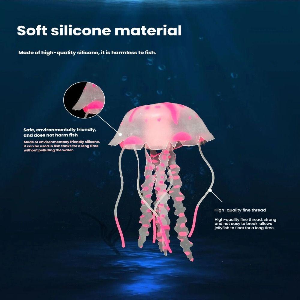 Jalea de Silicona Simulada Medusa Fluorescente Brillante Decoración de Medusa para Acuario Adorno para Paisaje Acuático Tanque de Peces