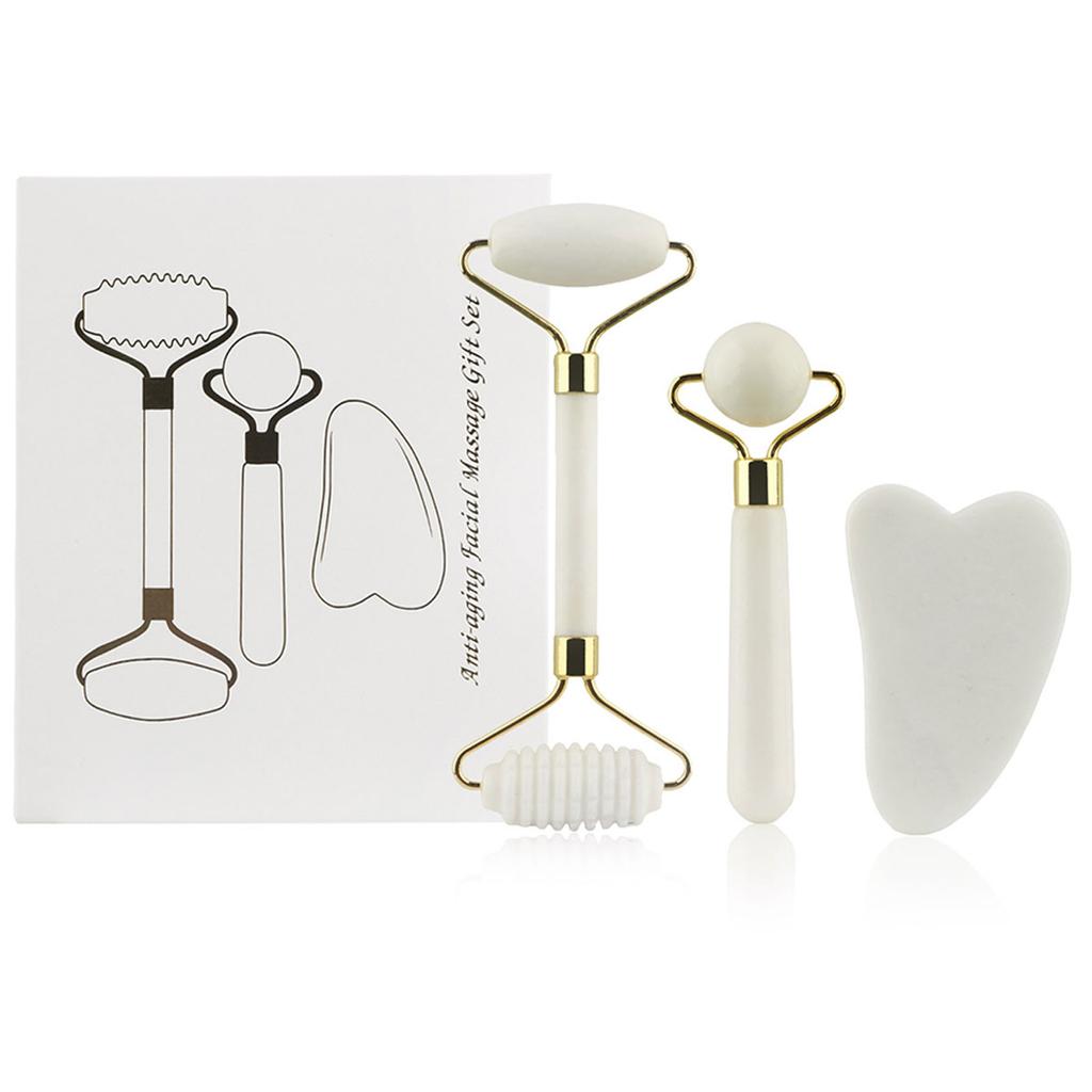 3-in-1 Jade Roller And Gua Sha Set,Roller With Eye Massager,Ridged Massager,Facial Tools For Skin Care Routine And Puffiness