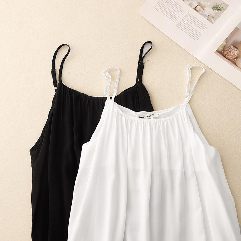 White drape lengthened suspender skirt dress 2025 summer new travel photography pleated temperament long skirt vest skirt