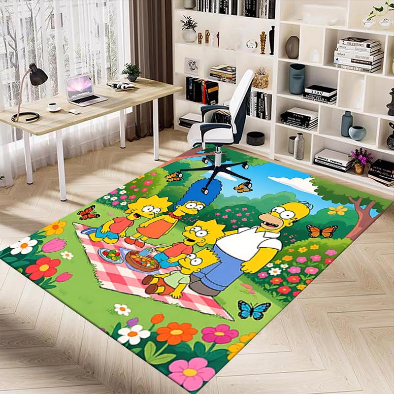 1pc Springtime Picnic Fun Carpet for Playroom Bedroom Living Room Sofa Home Decor,kids Game Area Rug Non-slip Floor Mat Y729104