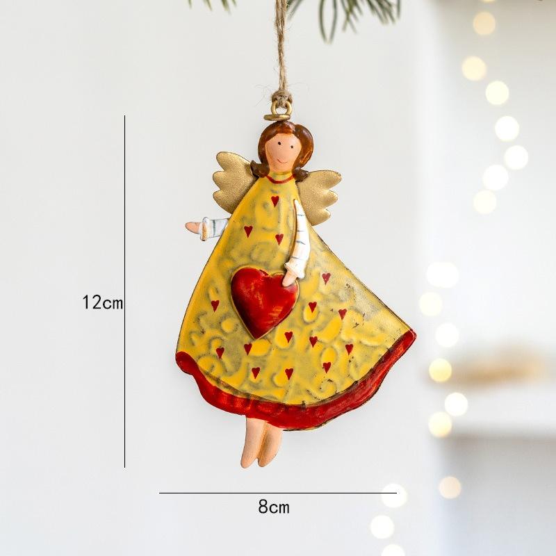 Vintage Antique Wrought Iron Christmas Angel Girl Decoration Pendant Christmas Tree Atmosphere Decoration Holiday Supplies New