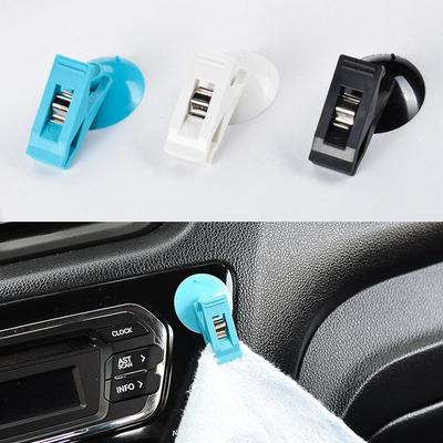 Portable Car Clips Sucker Type Car Interior Window Clip Solid Color ID Folder For Sunshade Curtain Towel Ticket U8Y1
