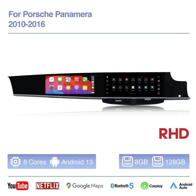12.3" Dual screen Car Radio Multimedia Video Player For Porsche Panamera 2010-2016 GPS navigation Android13 Auto Carplay 4G wifi
