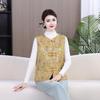Damen Retro Chinesischer Stil Froschknopf Rundhals Weste – Frühling/Herbst Kürbis Jacquard Design