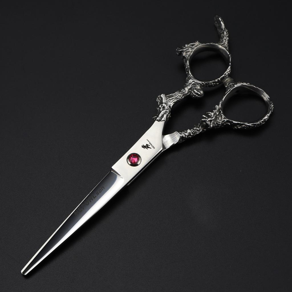 6.0 Inch Silver Monster Dragon Handle, Hair Scissors, Hair Scissors, Flat Scissors, Bangs Scissors, Tooth Scissors, Thin