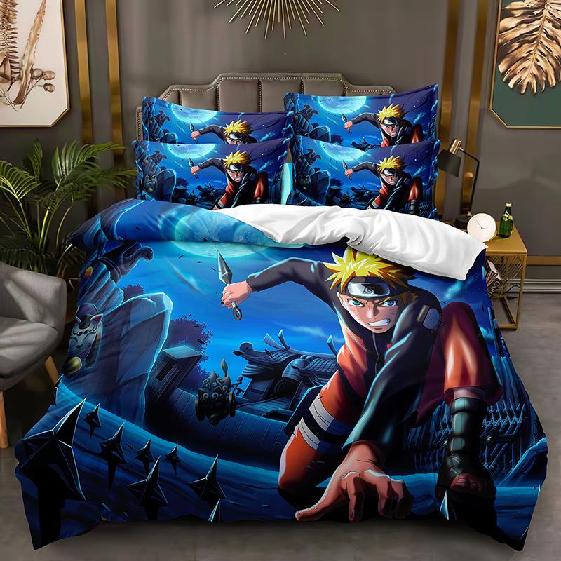 Naruto Bedding Suit Quilt Cover 3D Printed Bedroom Bed Cover Bedclothes 2/3pcs Anime Cartoon Room Decoration Xmas Gift