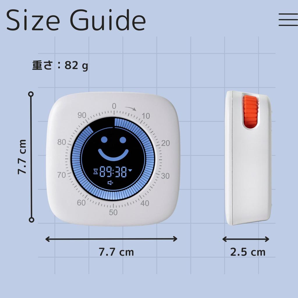 HATUSOKU Digital Visual Timer, Smiley Face, Study Timer, Learning Timer, Silent Mode, Vibration Mode, Remaining Time Display (TM04)