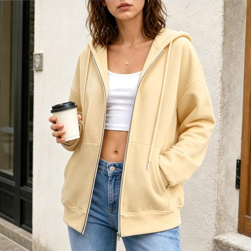 Women's Long Sleeve Color Hooded Sweatshirt Pullover for Everyday Wear