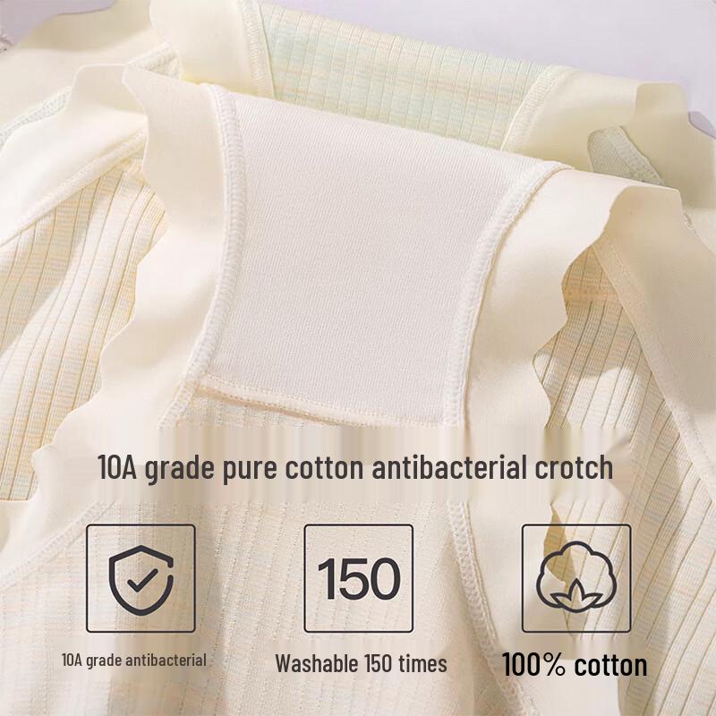 Qisefang Women's Mid-Waist Breathable Antibacterial Cotton Briefs - 4 Pack