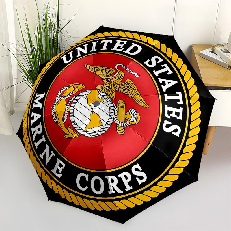 

United States Marine Corps Emblem Automatic Opening and Closing, 8 rib Structure Portable Umbrella, Suitable for Men and Women in All Season