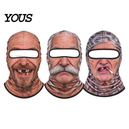 Accessori Foto Evento di Gruppo Maschera da Sci Vecchio, Balaclava Facciale Divertente 3D Realistico, Copricapo Invernale Sportivo Novità con Copertura per il Collo per