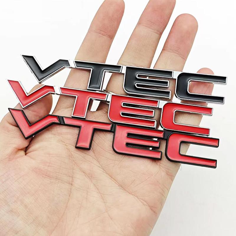 3D Metal Car Styling Logo VTEC Badge Front Grille Emblem Rear Trunk Sticker For Honda Civic Type R S SI Accord Fit CRV SUV