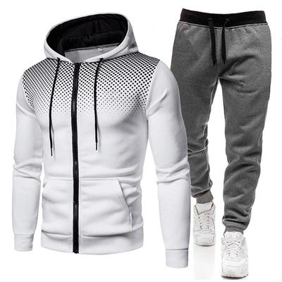 Tuta da ginnastica da uomo a tinta unita con pois per primavera e autunno Abbigliamento da uomo Set da uomo Set con felpa con cappuccio Felpa con zip Sport casual Tuta da ginnastica da uomo Set per la corsa