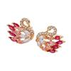 New Electroplated Gradient Color Diamond Black Swan Earrings for Women's Fashion Trend, High-end Temperament Earrings