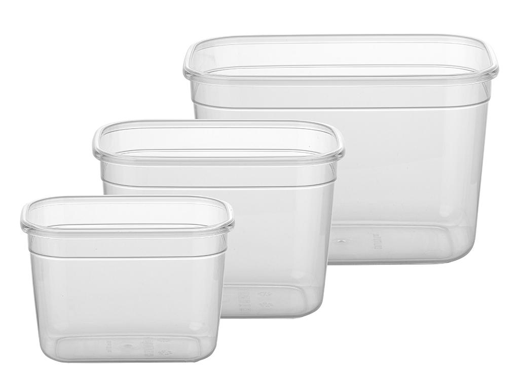 Pojemniki Do Żywności Plastikowe Prostokątne Foodie Kpl. 3Szt. 800Ml 1,3L 2,3L