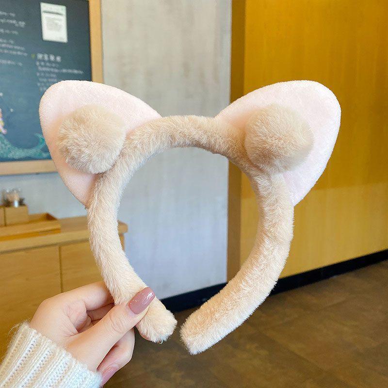 Cat Ear Plush Headband - Cute Princess Style for Face Washing and Korean-Japanese Fairy Hair Accessory.