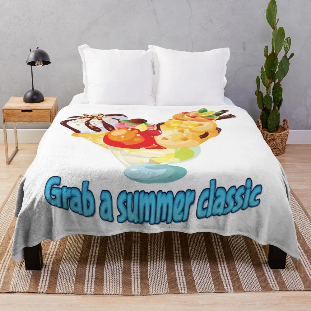 Ice Cream Flannel Throw Blanket King Queen Full Size Colourful Ice Cream For Bed Sofa Couch Blanket Warm Lightweight Super Soft