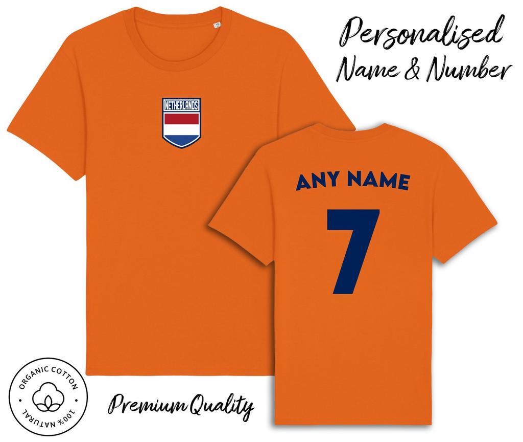 Niederlande T-Shirt 2024 Personalisierter Name und Nummer Erwachsener Baby, Fußball Holland