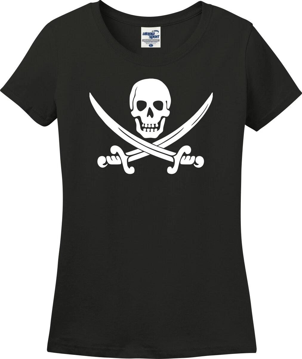 Pirate Jolly Roger Missy Fit Ladies T-Shirt (S-3X) XL