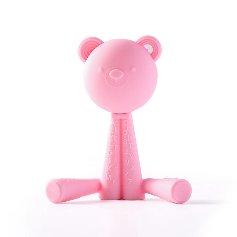 Silicone Teether Baby Toys NO BPA Baby Care Teether 0 12 Months Toys for Baby Cartoon Bear Teething Toys Things for Babies Gift розовый