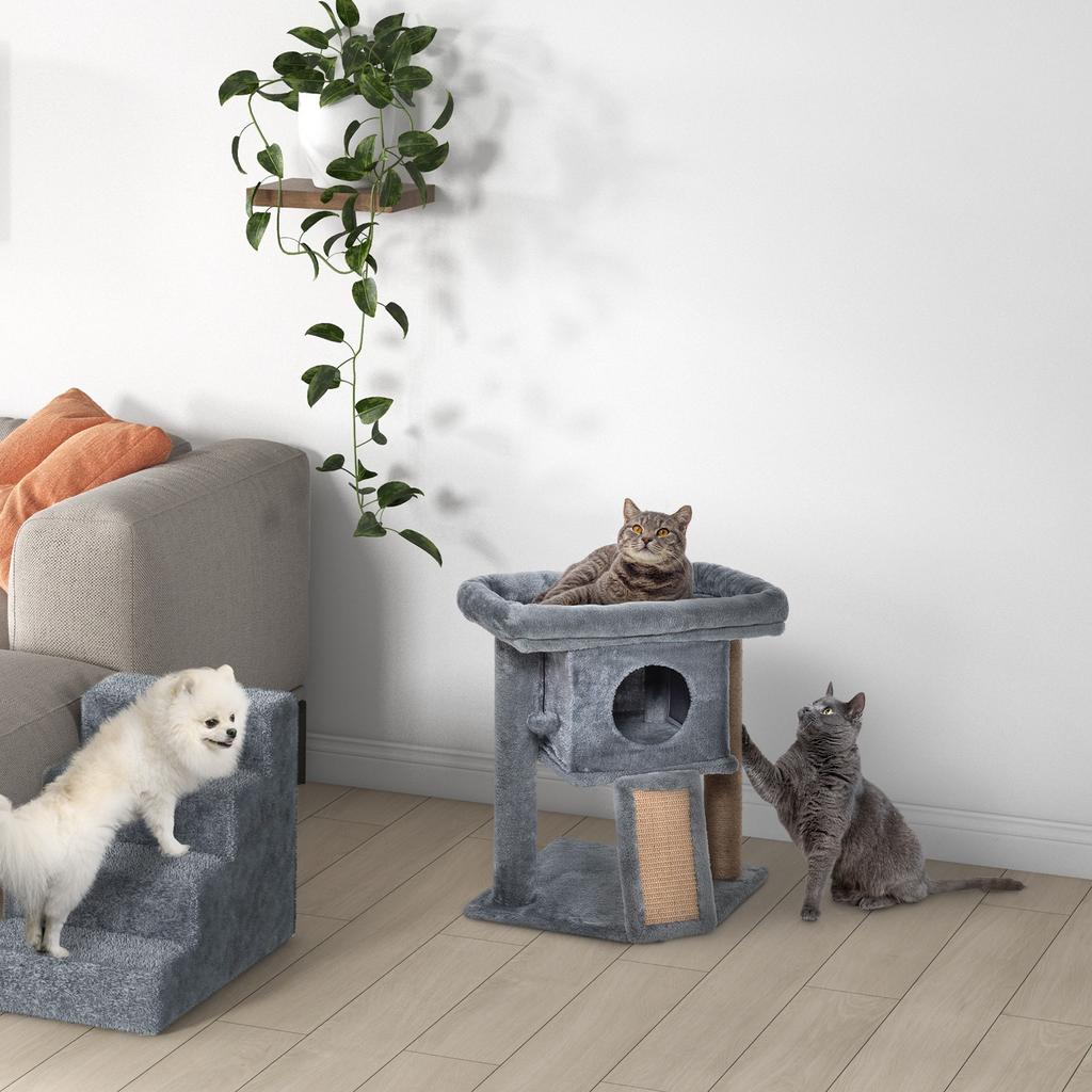 Cat Tree Tower For Indoor Cats Cat Scratching Post Climbing Activity Centre W Jute Scratching Pad Toy Ball Cat House Grey