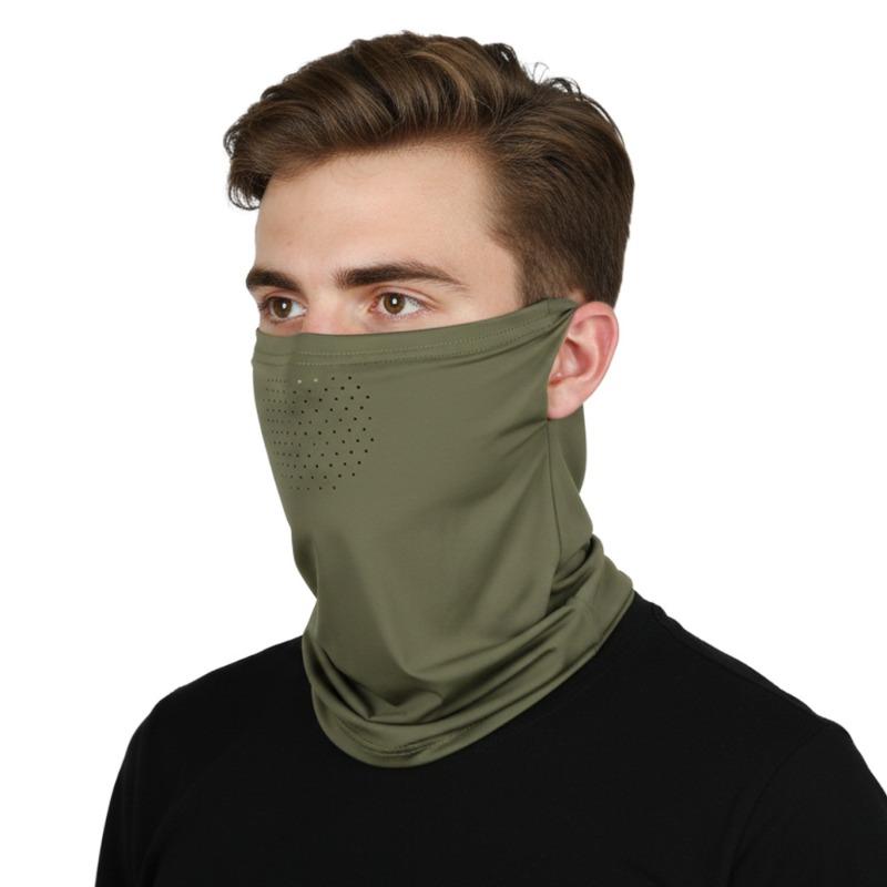 Summer Ice Silk Beanie for Men, Outdoor Cycling Sun Protection Face Mask, Breathable Ear-type Neck Cover, Fishing UV Protection Face Towel