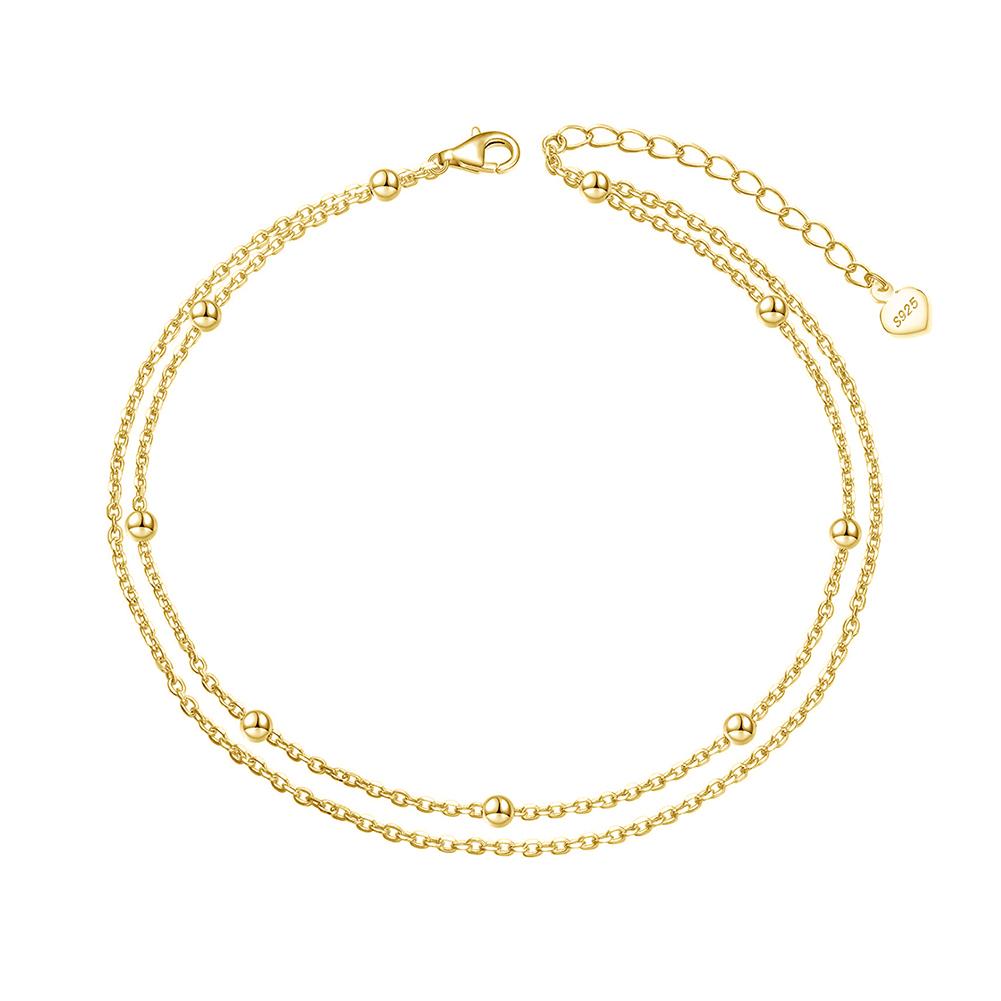 SA RINNTIN Fashion Jewelry 925 Sterling Silver Anklet Foot Chain Jewelry for Women 14K Gold Plated Chain Anklets