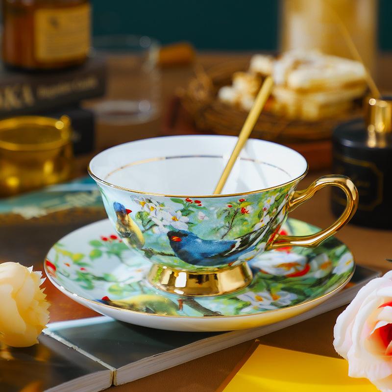 Kaffeetasse und Untertasse aus Bone China Keramik, Vintage englisches Nachmittagstee-Set, Geschenkbox-Set, Hochzeitsgeschenk